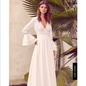 LuLu's White Maxi Bell Sleeve Dress